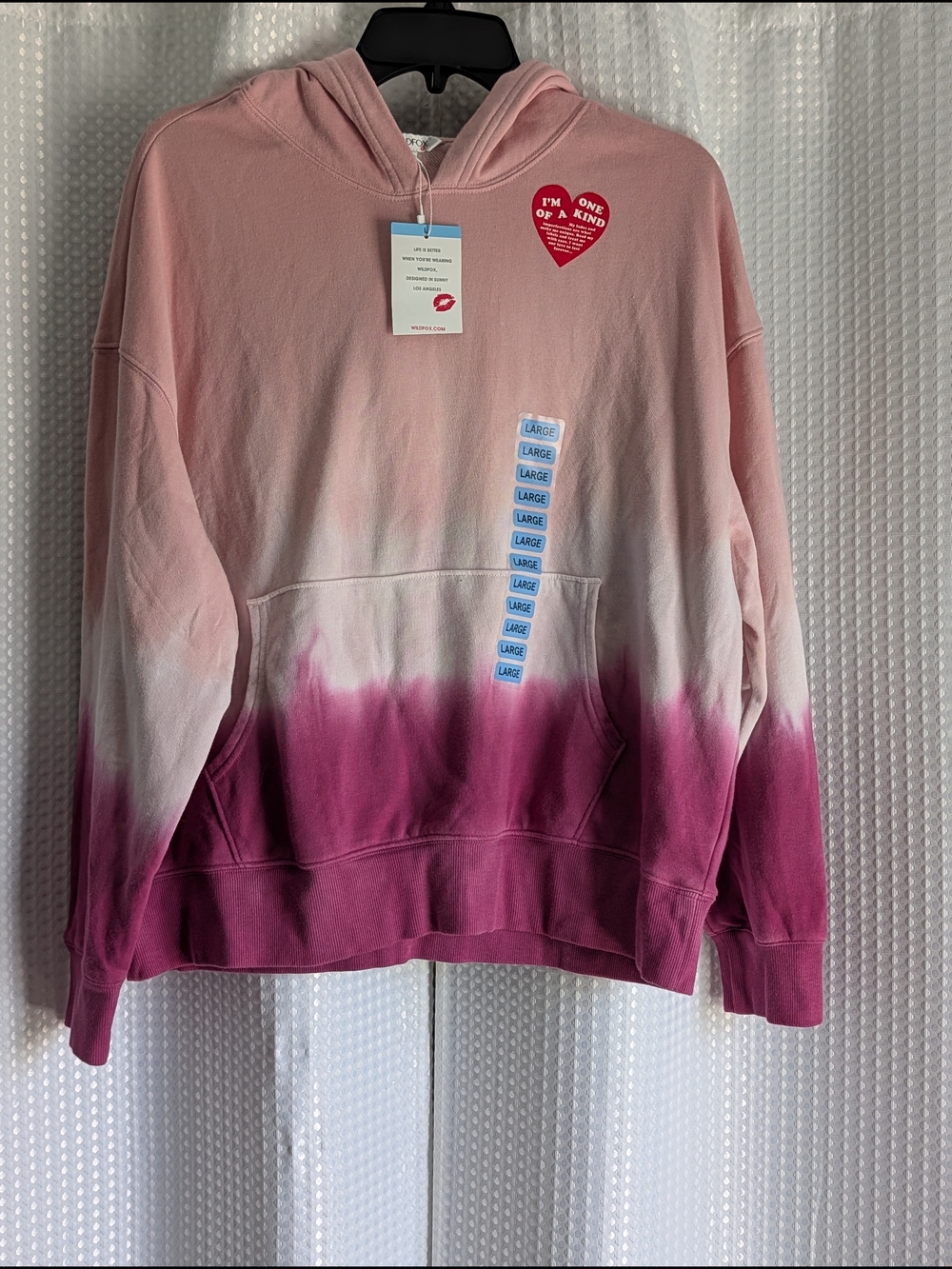 Wildfox Pink Ombre Pullover Hoodie Sz L NWT's